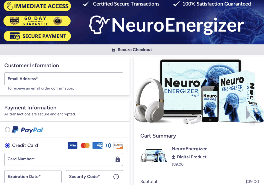 Neuro Energizer Checkout Page